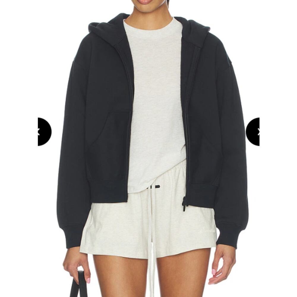 Susana Monaco Classic Full Zip Hoodie Black NWT $160 retail XS